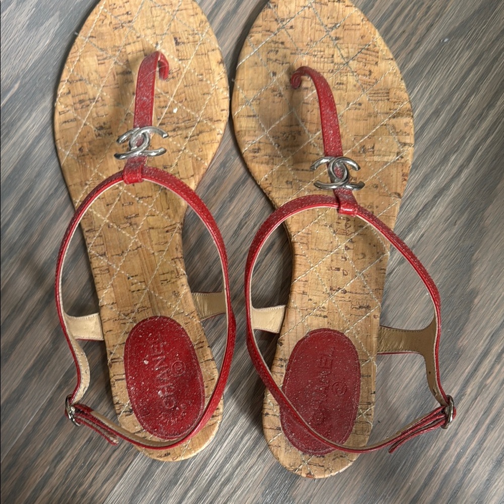 Chanel Red Sandals